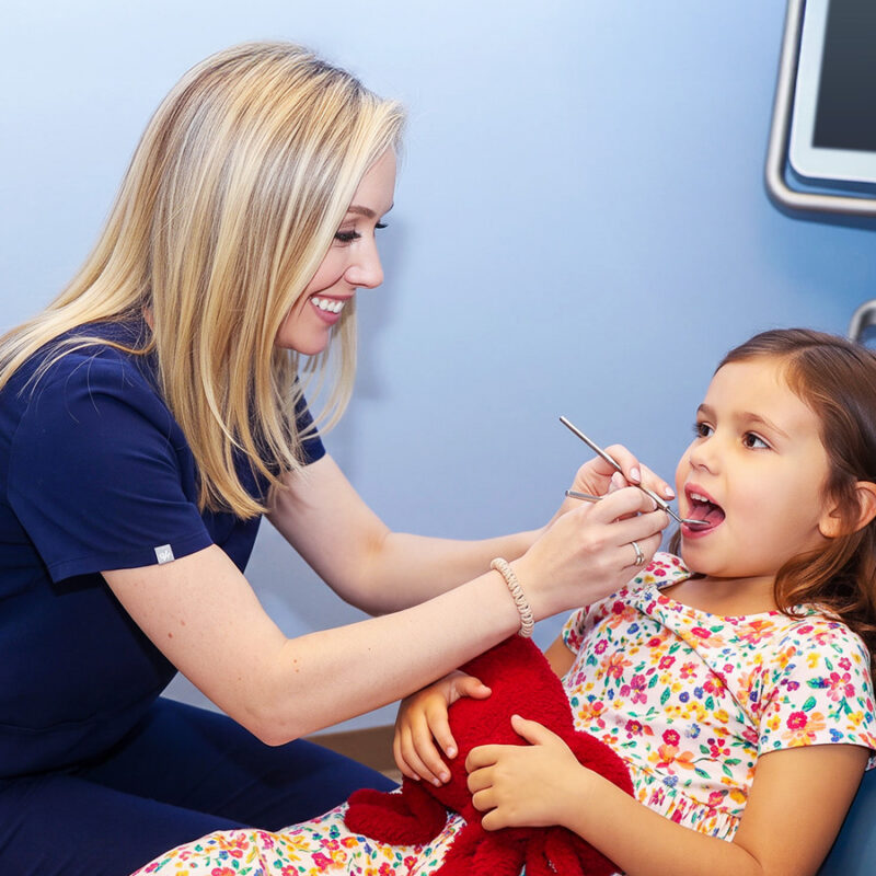 dental sealants for kids: close-up of a child's first permanent molar grooves before a sealant, Beach House treatment room