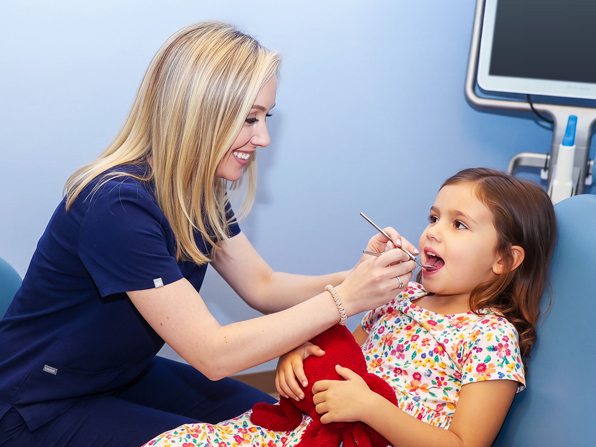 dental sealants for kids: close-up of a child's first permanent molar grooves before a sealant, Beach House treatment room